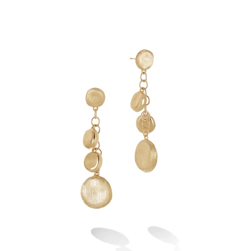 18kt Jaipur Engaved And Polished Charm Drop Earrings