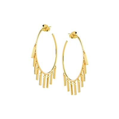 Korman Signature 14kt Yellow Gold Open Fringe Hoop Earrings