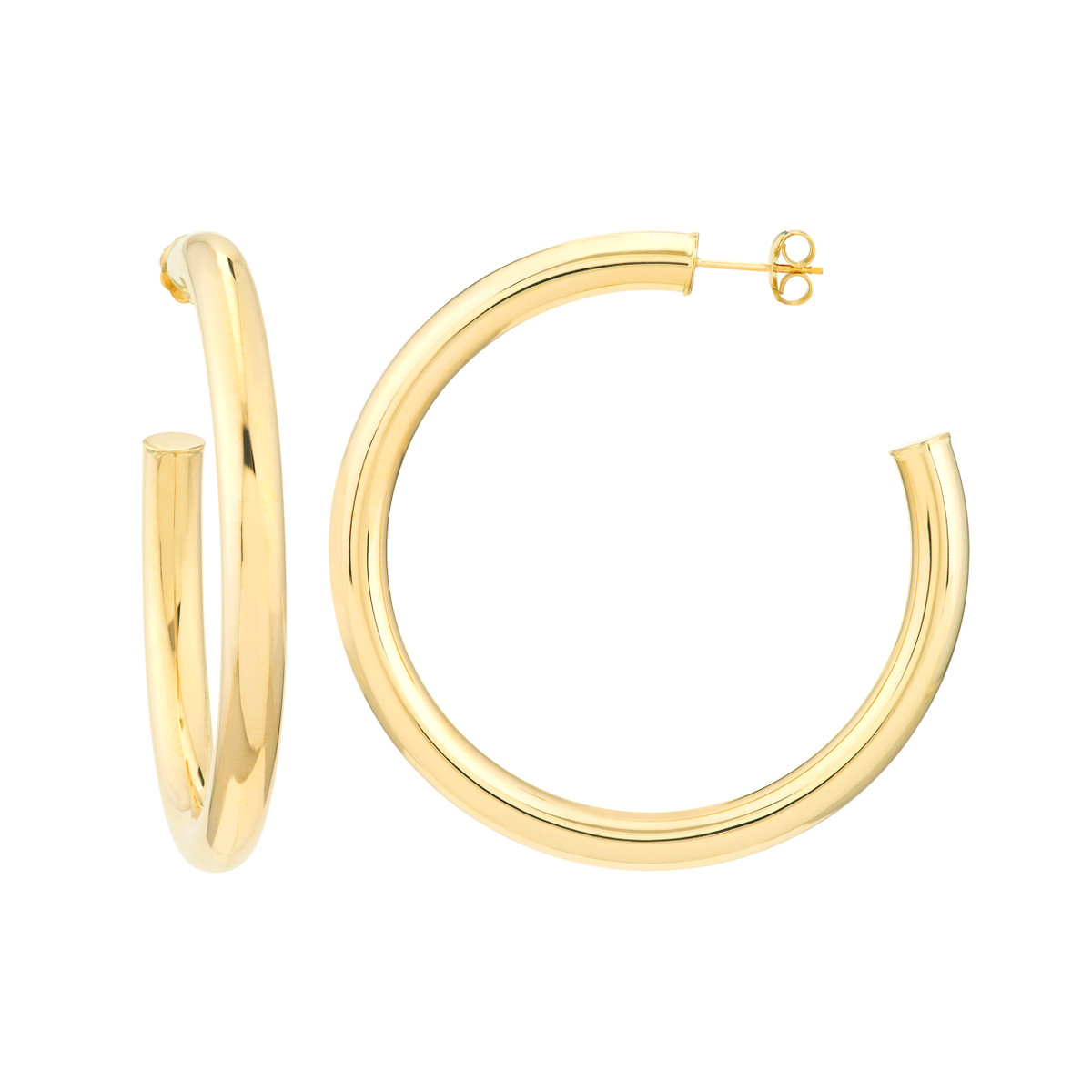 14kt Large Open Hoop Polished Hoop Earrings