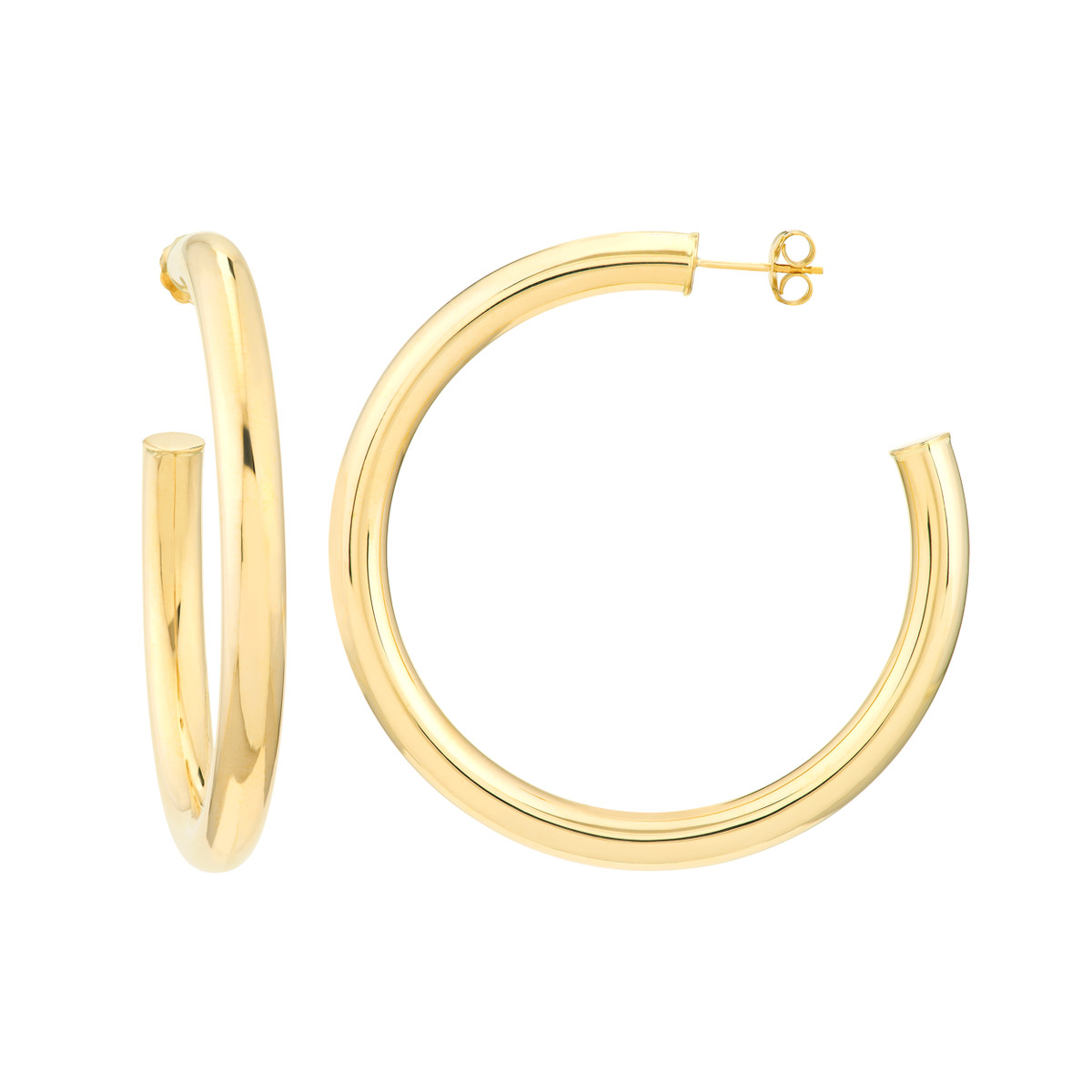 14kt Large Open Hoop Polished Hoop Earrings