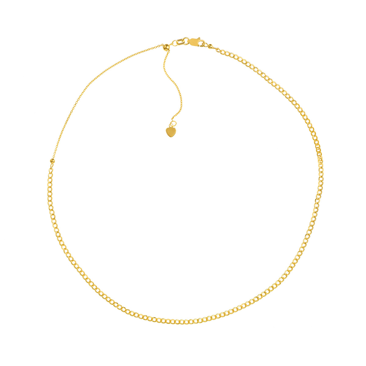 14kt Adjustable Curb Chain Necklace