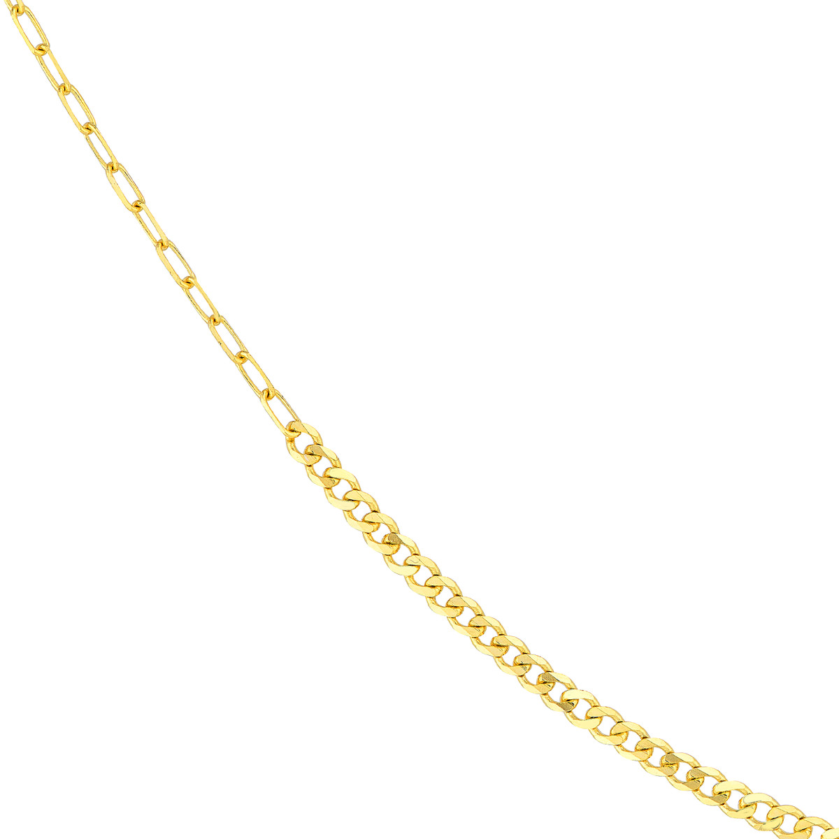 14kt Half Curb Half Paperclip Chain Bracelet