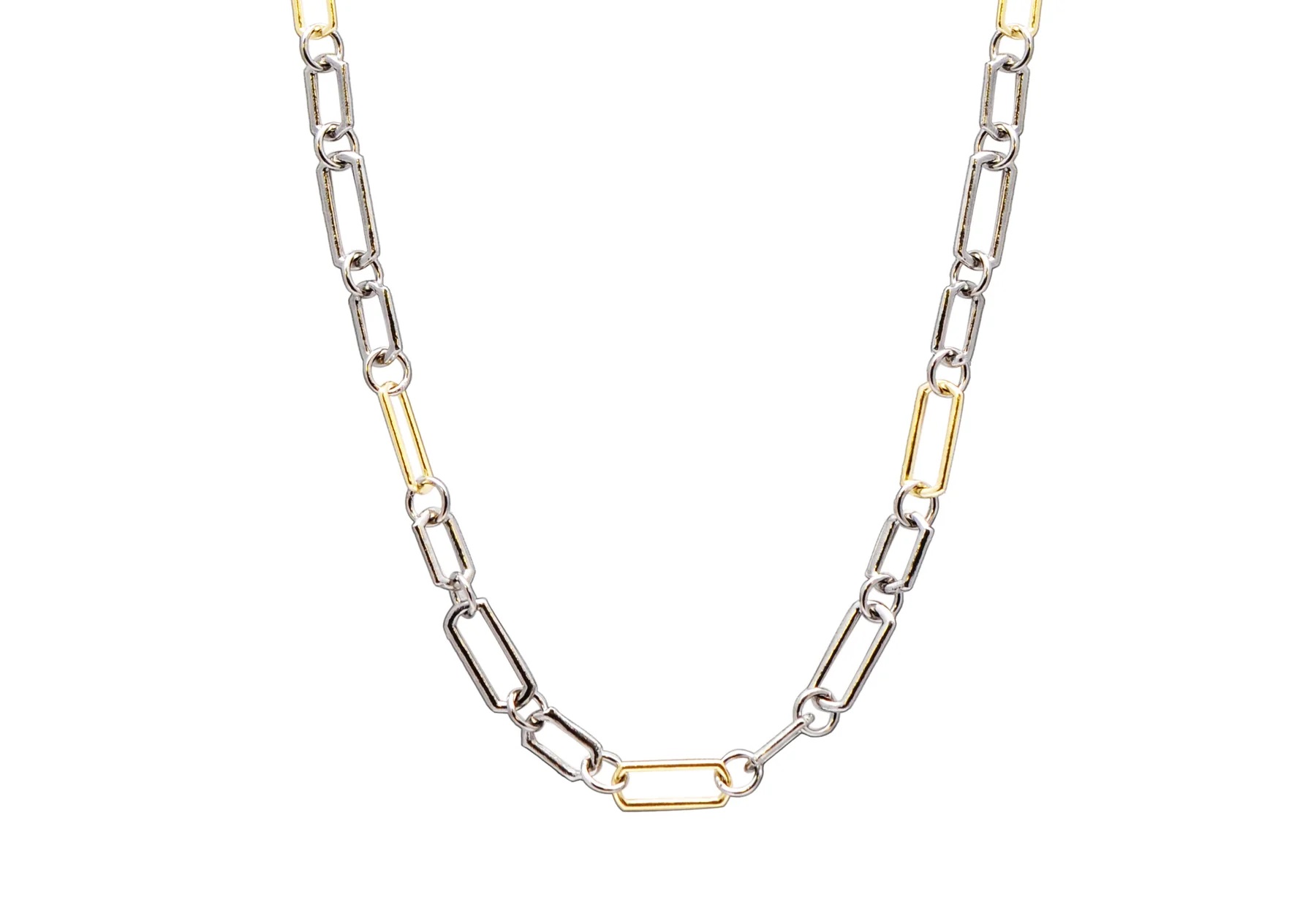 18kt Small Alternating Paperclip Toggle Necklace