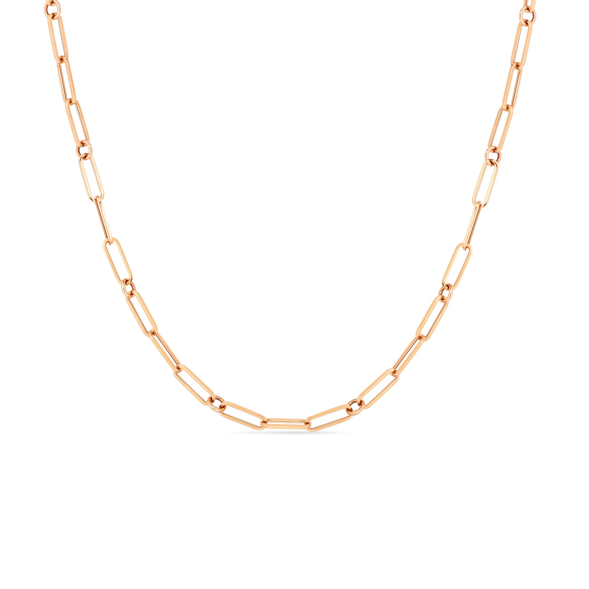 18kt Paperclip And Round Link Chain