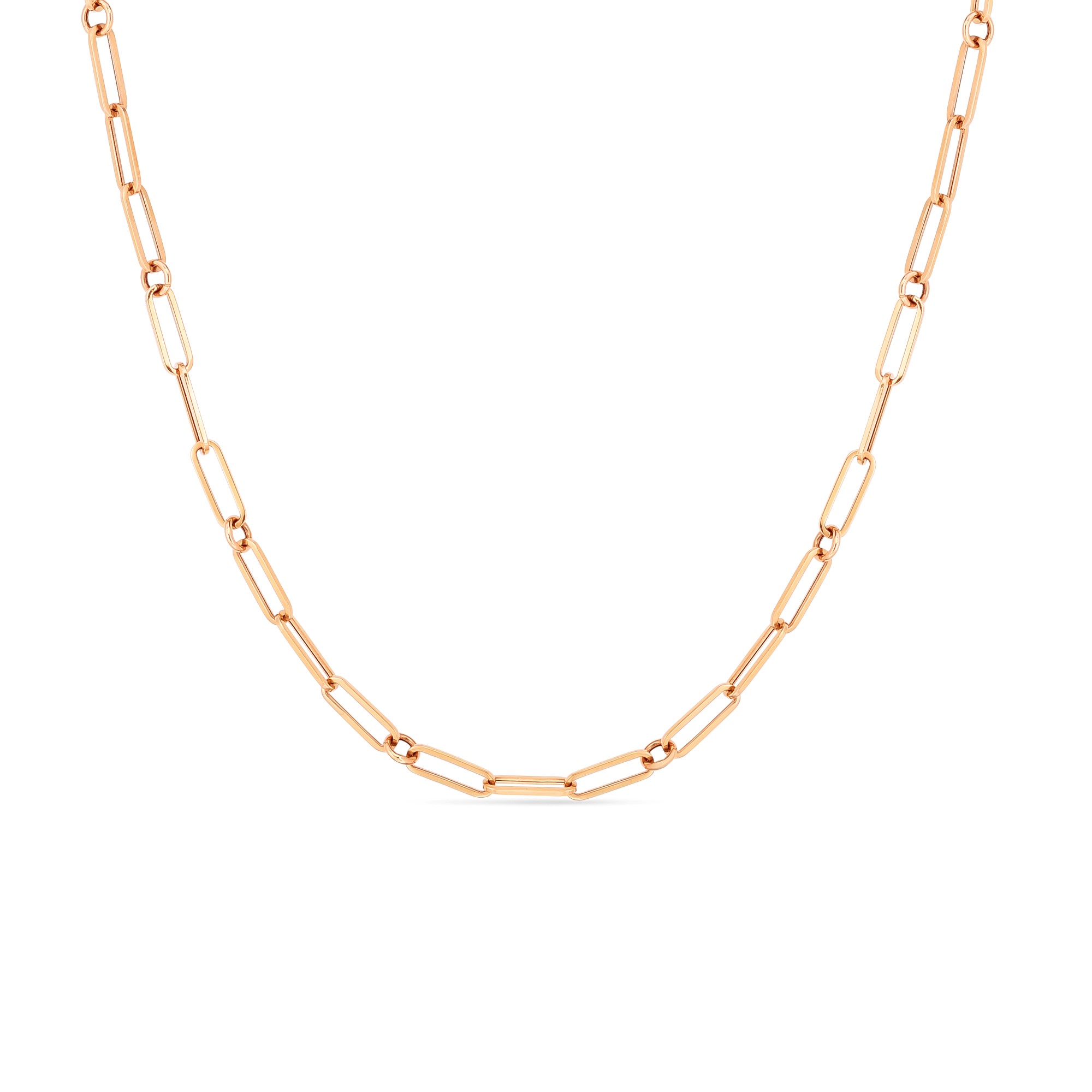 Roberto Coin 18kt Rose Gold Paperclip and Round Link Chain