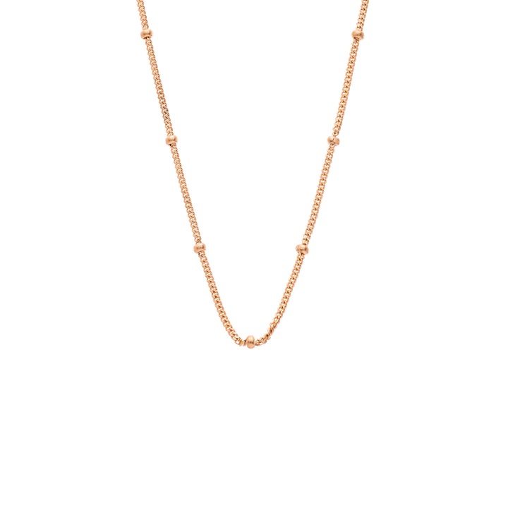 18kt Curb Link Beaded Chain
