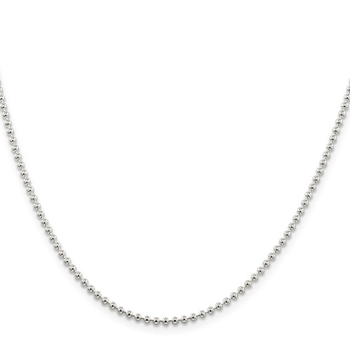 Sterling Silver 2mm Beaded Chain 18"