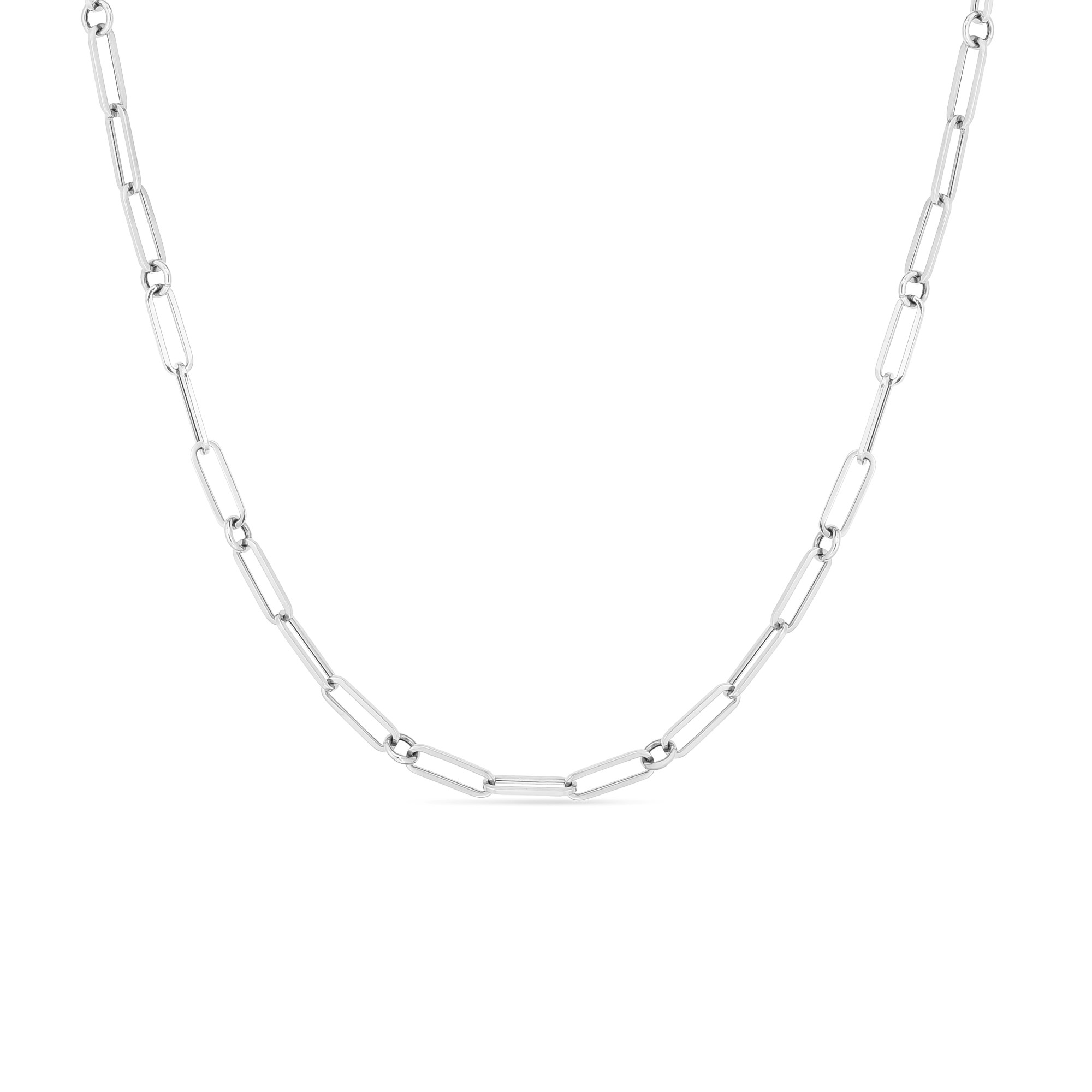 Roberto Coin 18kt White Gold Paper Clip And Round Chain