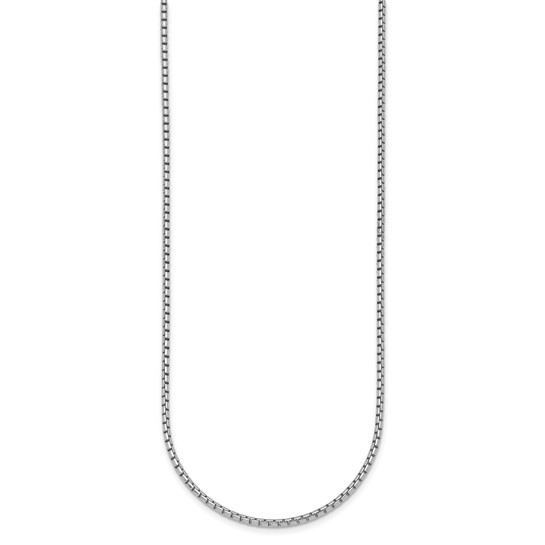 Sterling Silver Rh-plated Polished 2mm Round Box Chain Necklace
