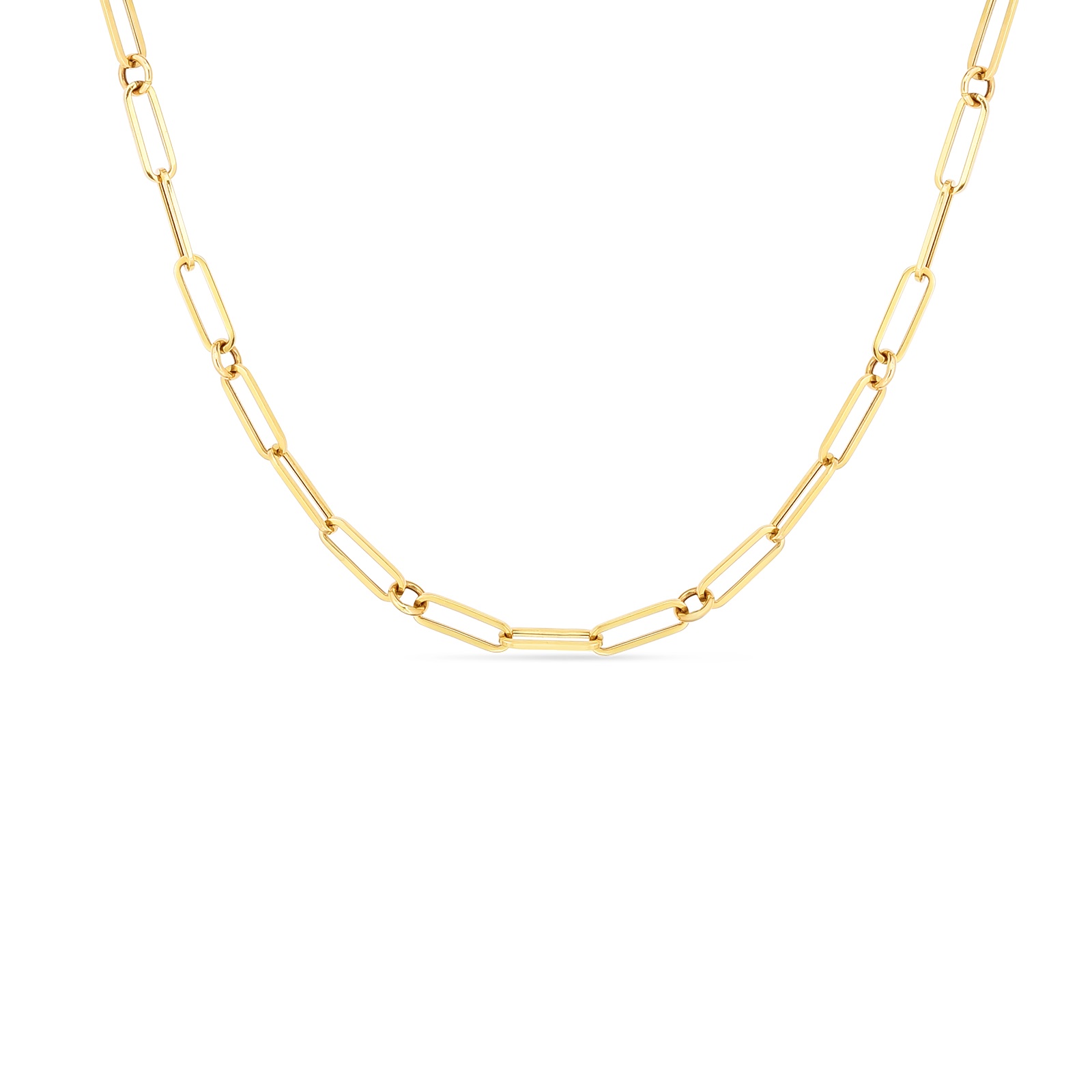 18kt Hollow Paperclip Link Chain