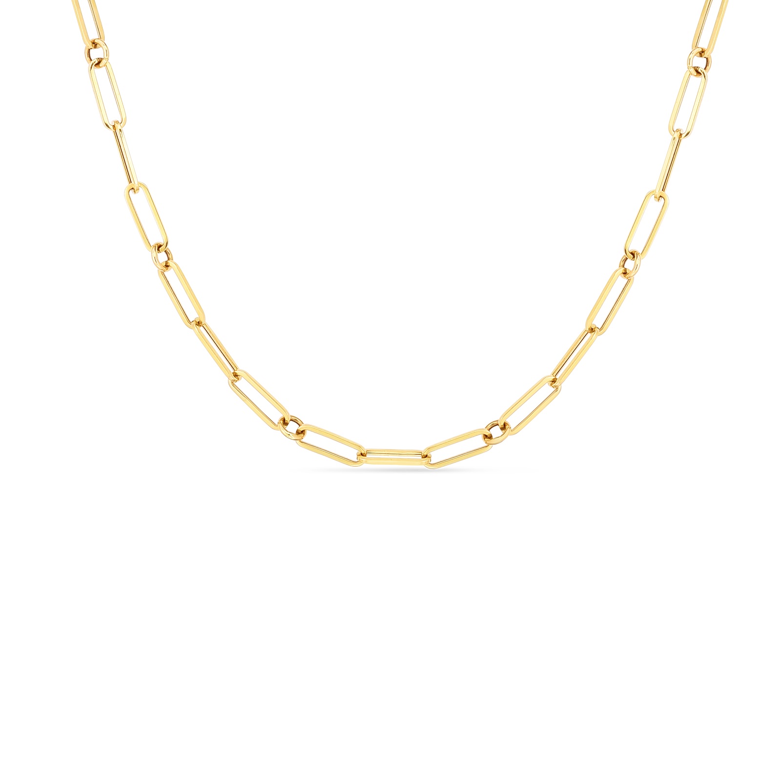 18kt Hollow Paperclip Link Chain