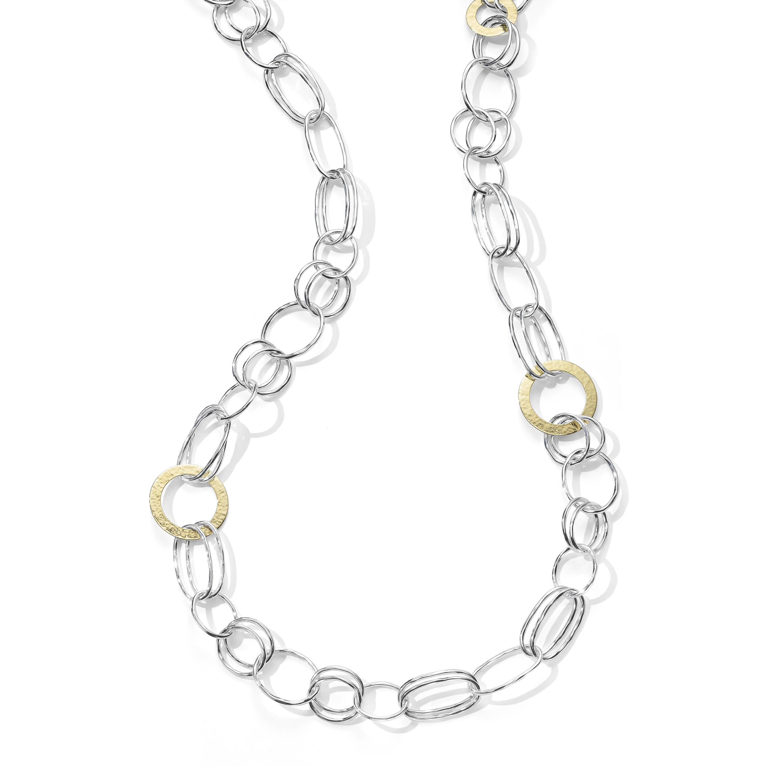 18kt Mixed Wire And Hammered Disc Necklace