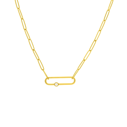 Korman Signature 14kt Diamond Link Paper Clip Chain Necklace