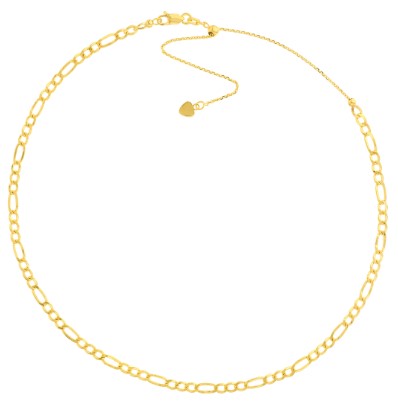 14k Yellow Gold Figaro Chain Adjustable Choker  16"