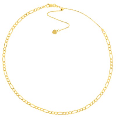 14k Yellow Gold Figaro Chain Adjustable Choker  16