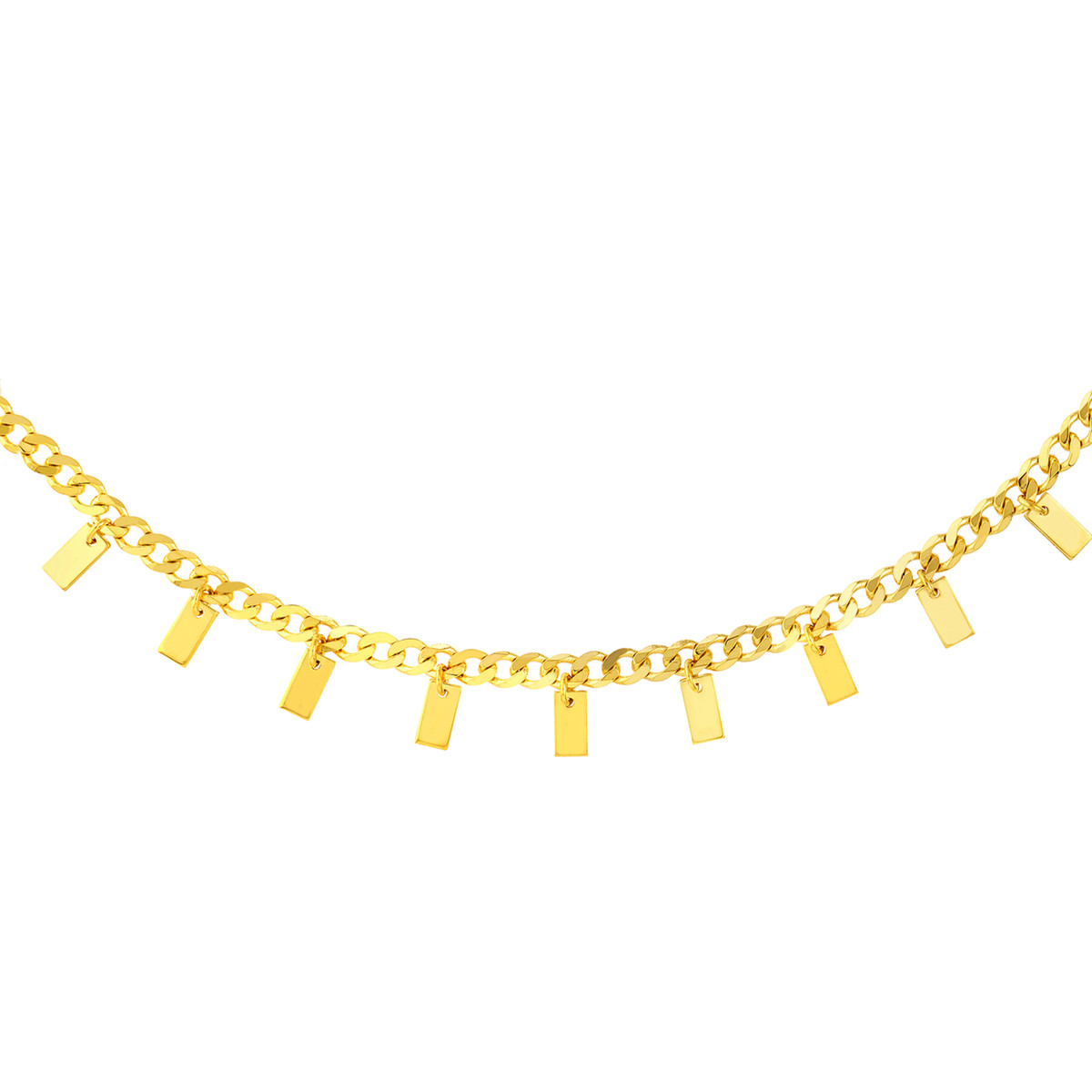 14kt Polished Tag Open Curb Choker Necklace
