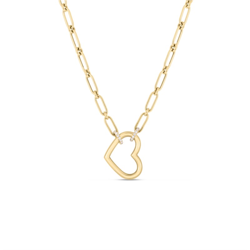 18kt Open Heart Paper Clip Necklace