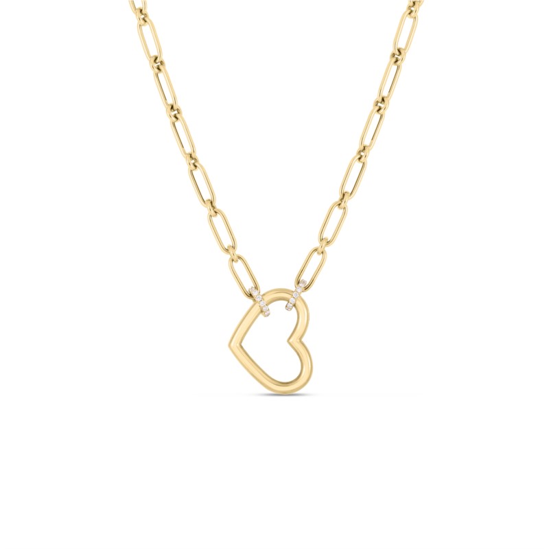 Roberto Coin18kt Yellow Gold Open Heart Paper Clip Necklace