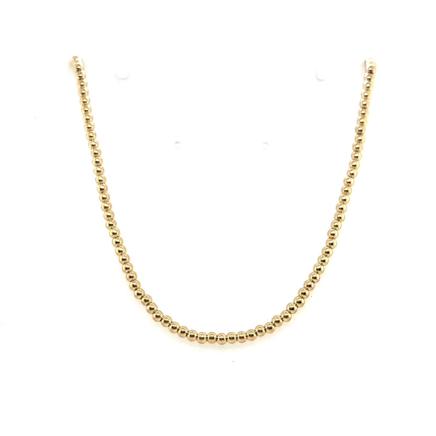 14kt Yellow Gold 3mm Bead Necklace 18"