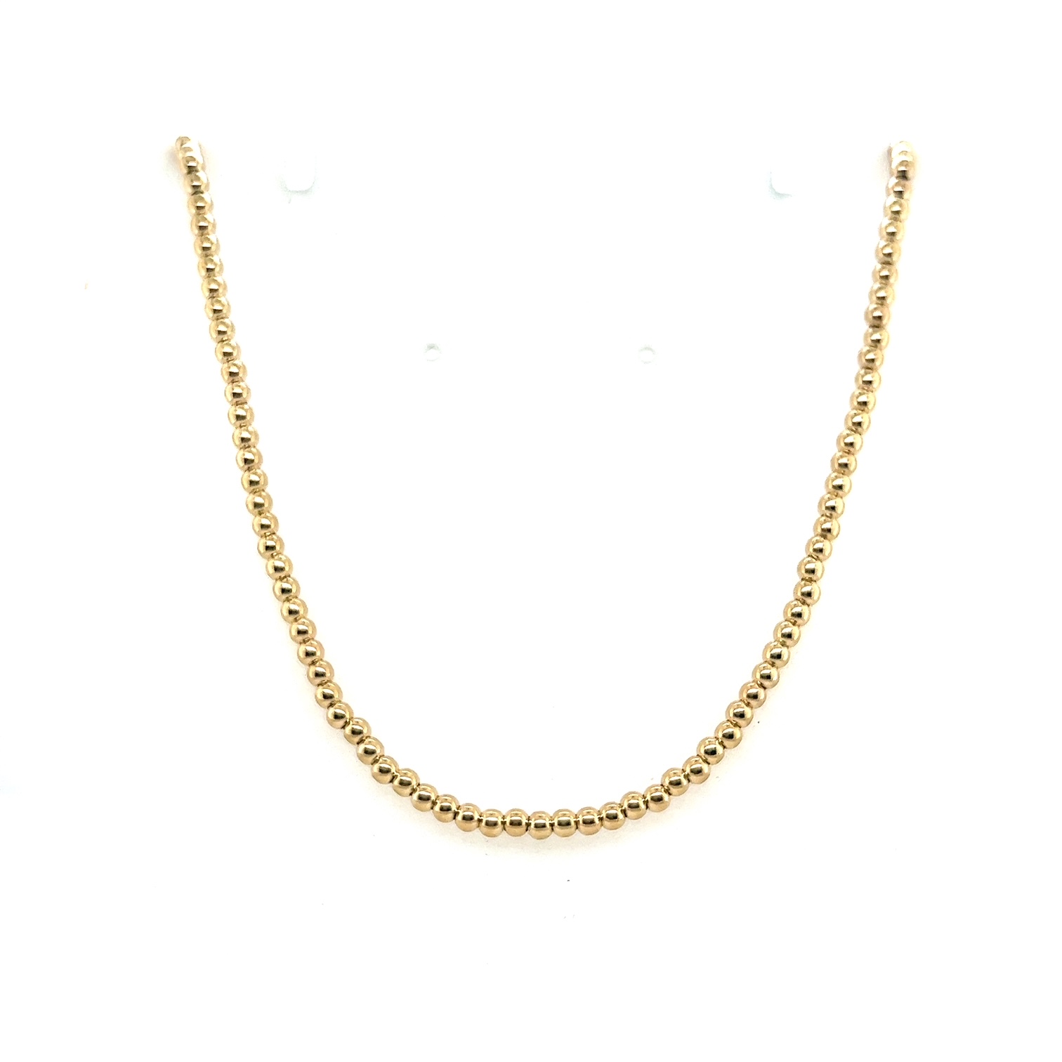 14kt Yellow Gold 3mm Bead Necklace 18