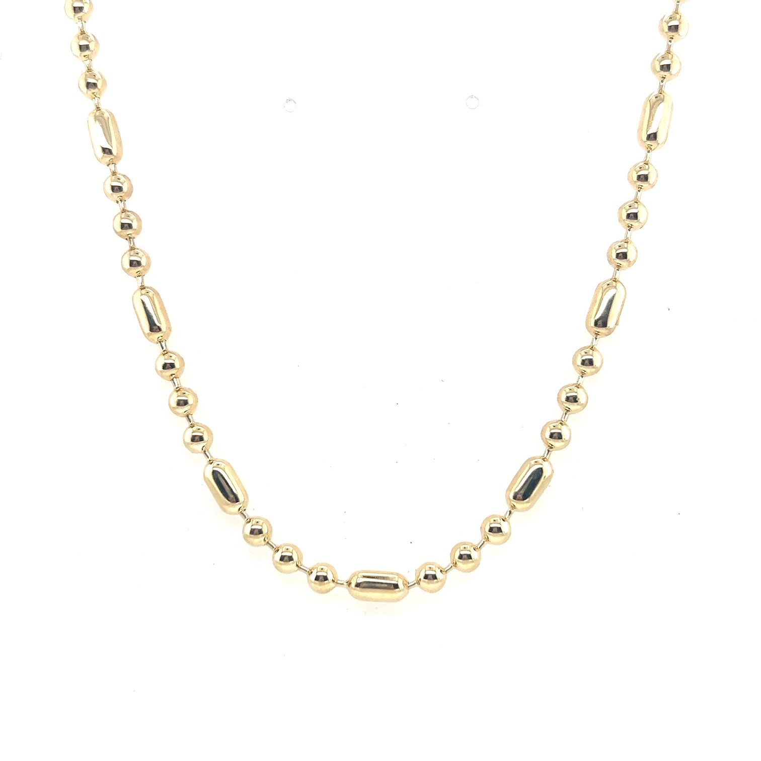 14kt Yellow Gold Bead Tube Necklace 20"