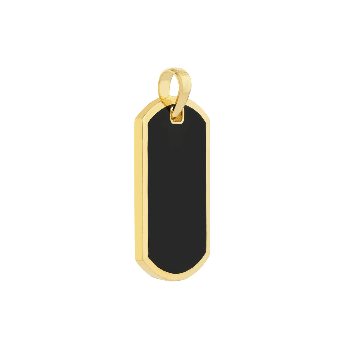 14kt Black Enamel Dog Tag Pendant