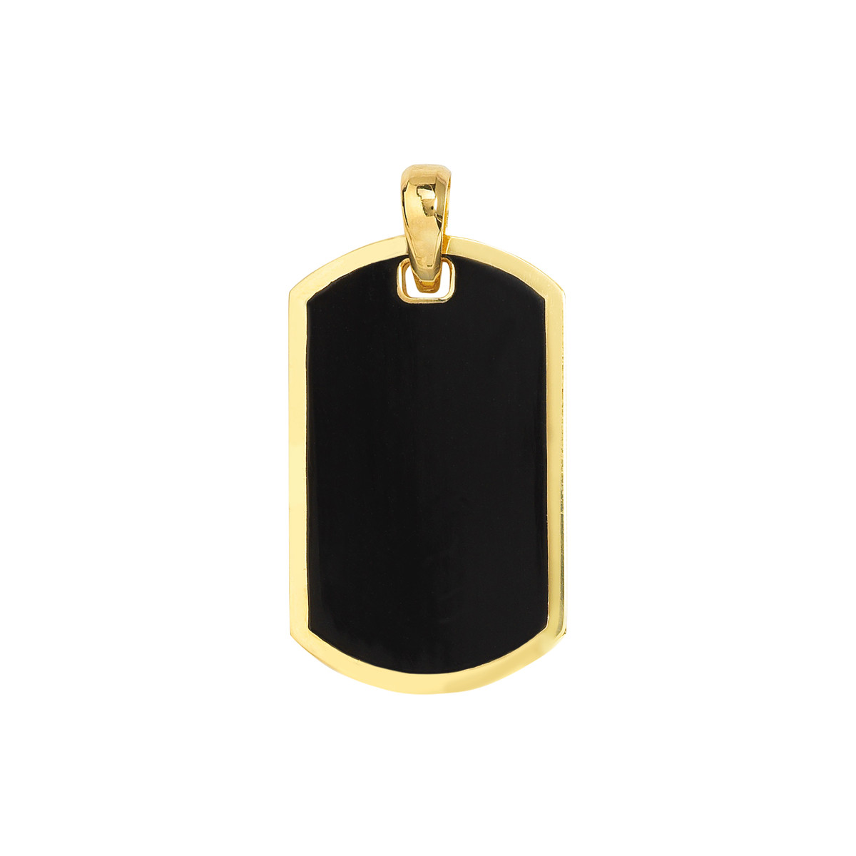 14kt Black Enamel Dog Tag Pendant