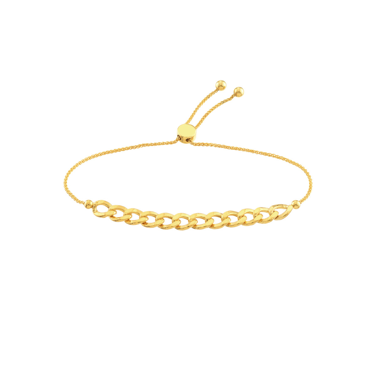 14kt Curb Link Bolo Bracelet