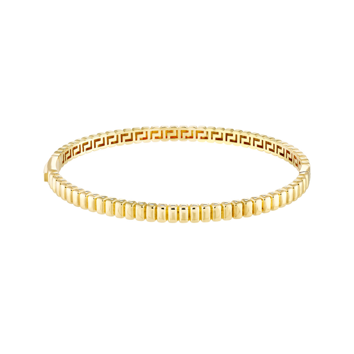 14k Gold & Diamond Bangle Bracelet Hinged with Safety Clasp