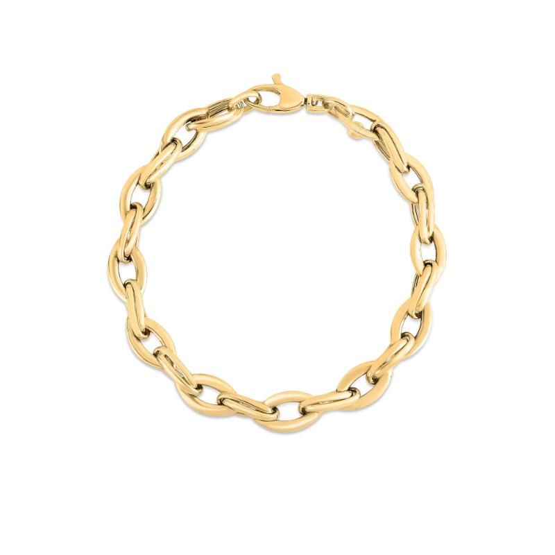 Roberto Coin 18kt Yellow Gold High Polish Almond Link Chain Bracelet