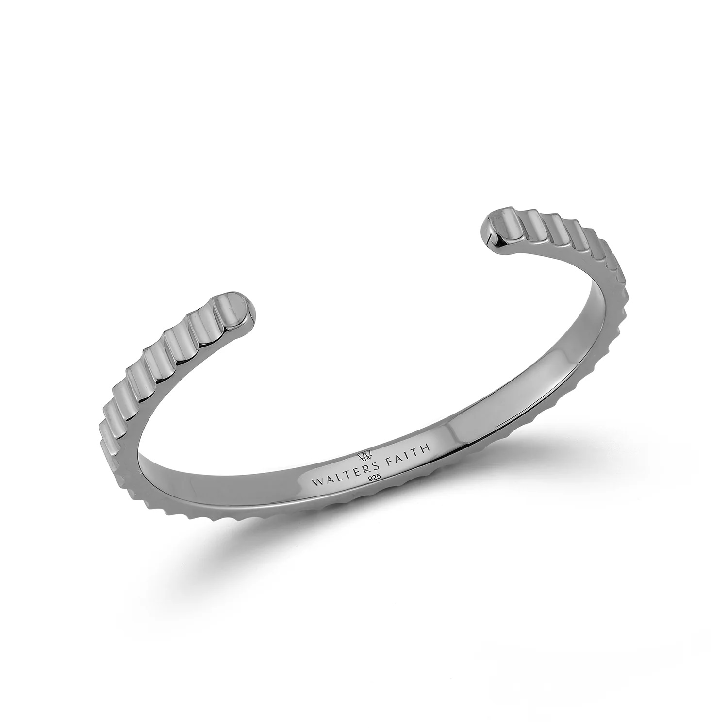 Walter's Faith Silver and Black Rhodium Clive II Jumbo Fluted Cuff Bracelet