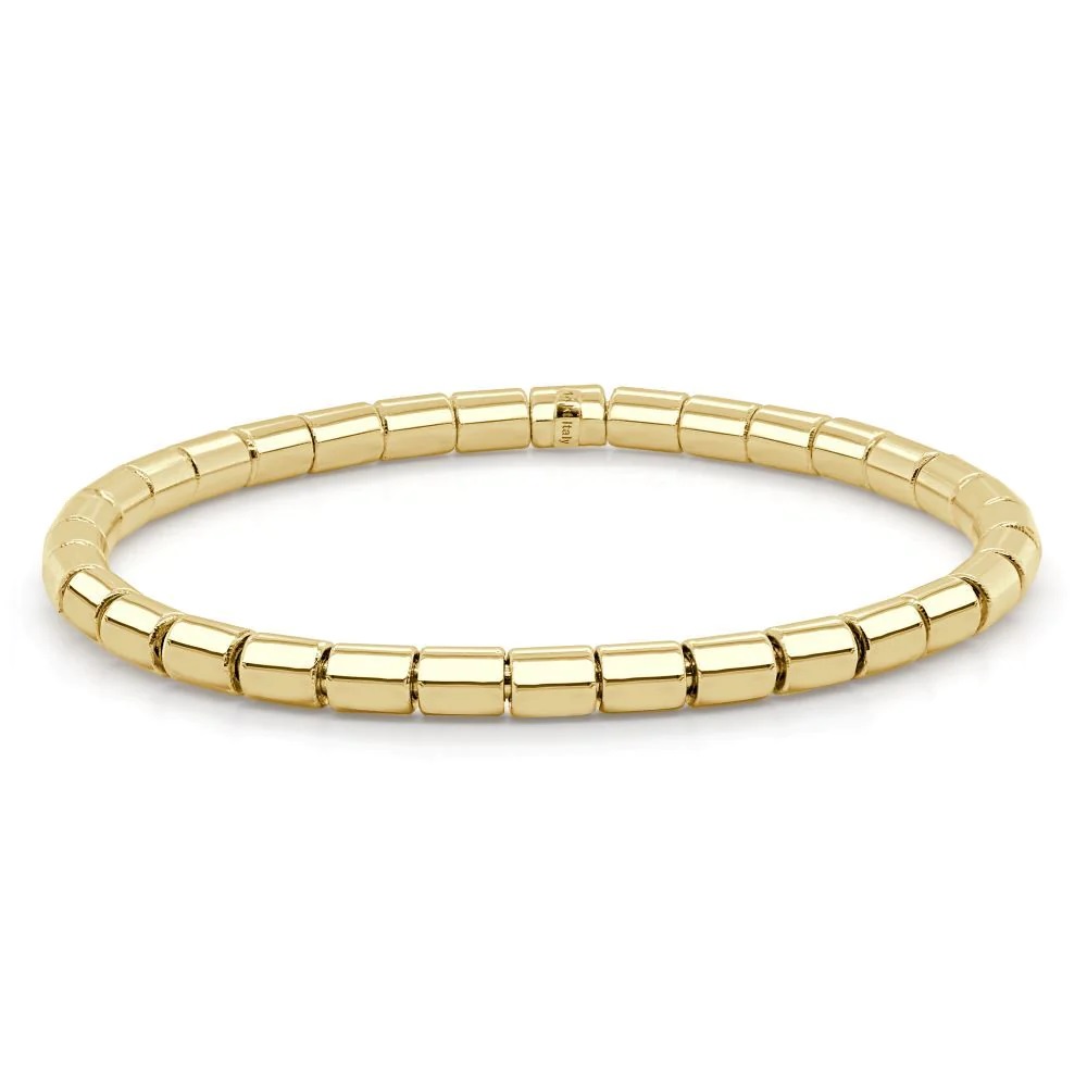 Gold Plated Stretch Bracelets with Clear Crystal