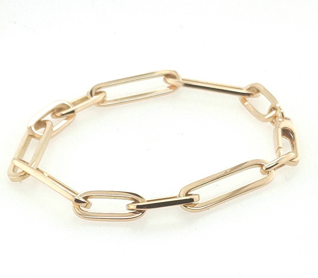 Roberto Coin 18k Yellow Gold Alt Oval Link Paperclip Bracelet  7"