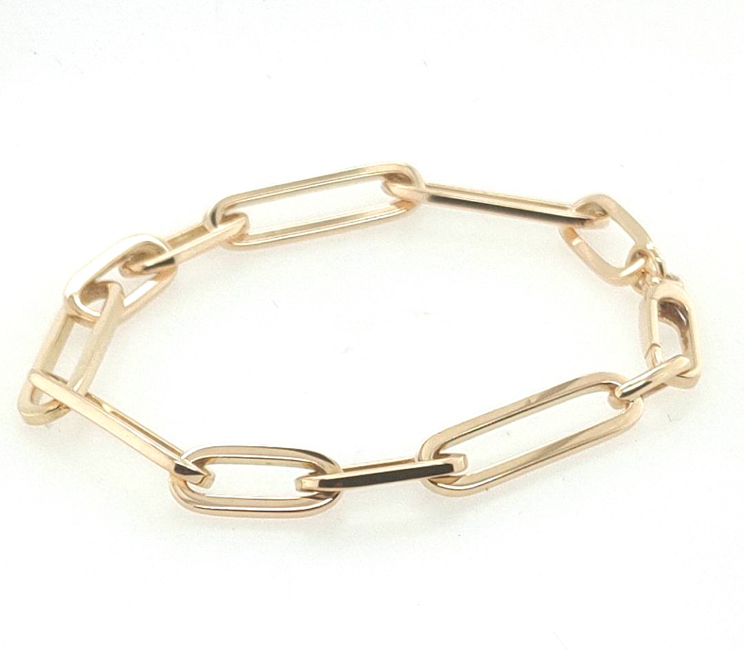 Roberto Coin 18k Yellow Gold Alt Oval Link Paperclip Bracelet  7