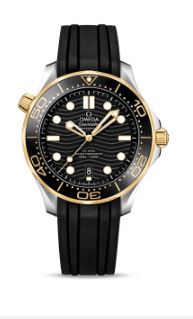 Omega Seamaster Diver 300m Steel And 18kyg Black Dial Rubber Strap 21022422001001 Serial #a025731