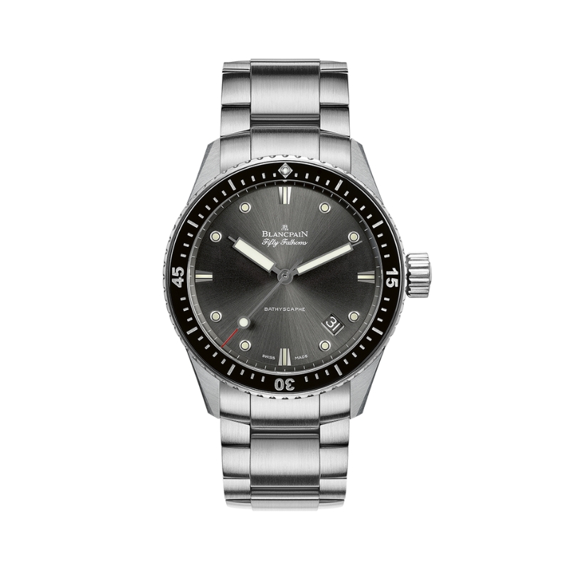 Blancpain Fifty Fathoms Bathyscaphe Stainless Steel 43mm Gray Dial Bracelet