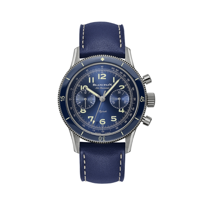 Blancpain Air Command Fly-back Chrono 42.5mm Titanium Blue Dial And Leather Strap Pin Buckle
