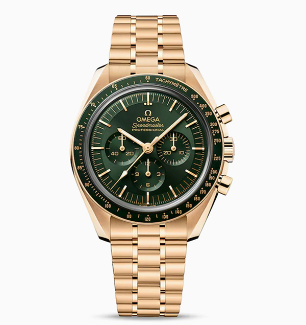 Omega Speedmaster 42mm Moonwatch 18kyg Co-axial Master Chronometer Chronograph Green Dial