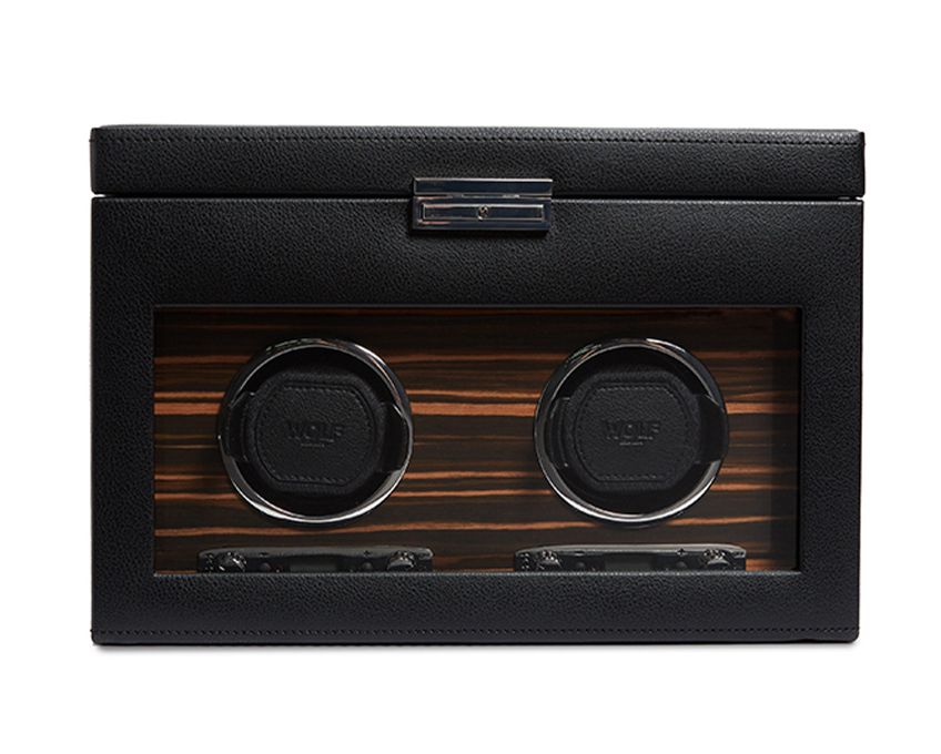 Roadster Double Winder With Storage Ebony Macassar Polished Wood