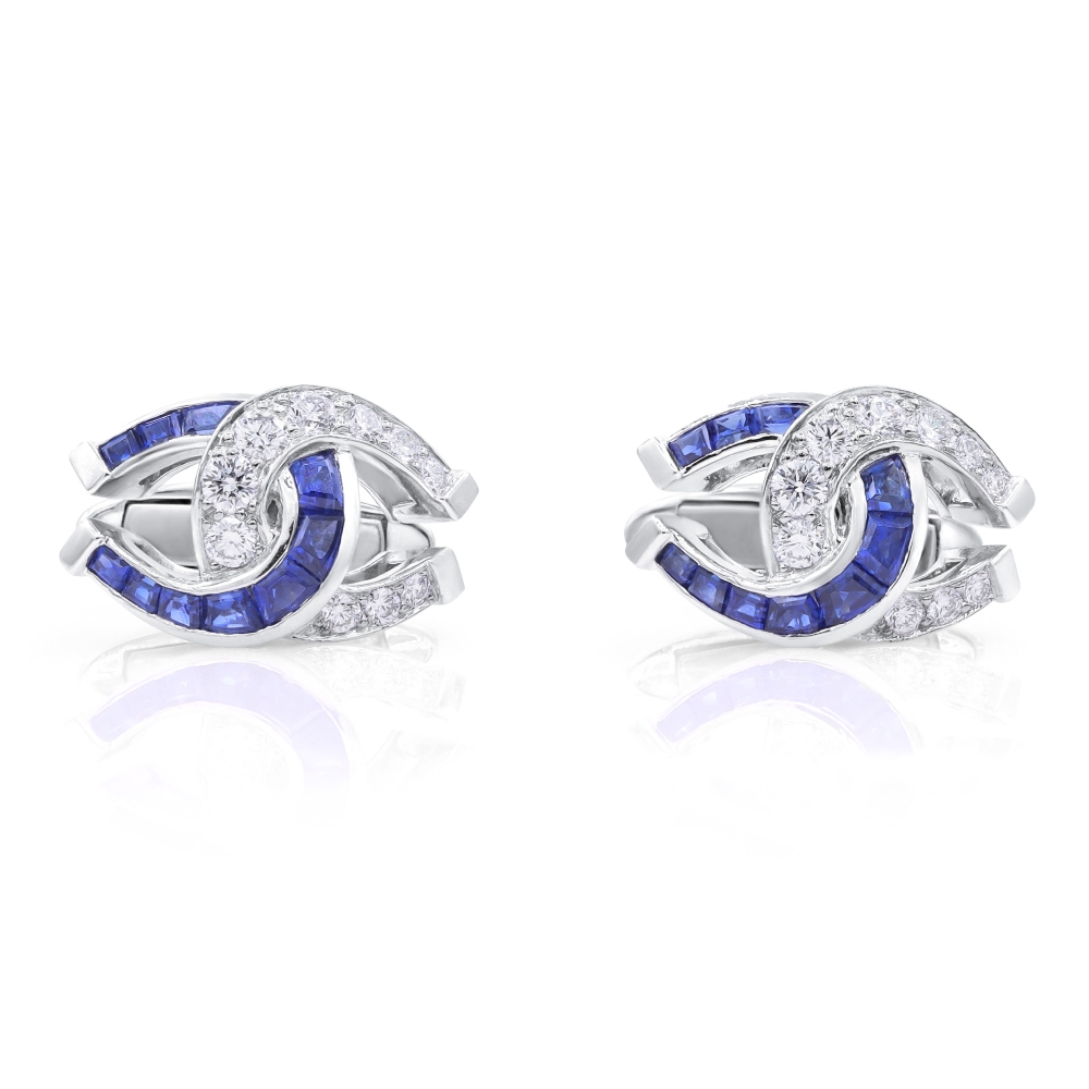 Blue Sapphire And Diamond Horsehoe Cufflinks