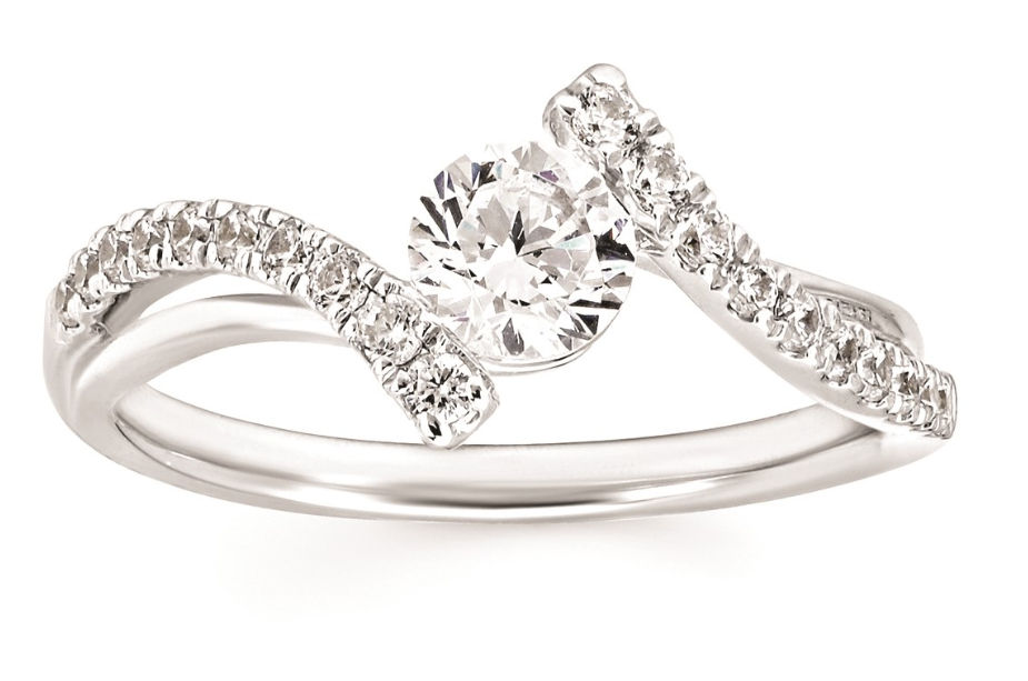 .40ctr .61cttw 14kt Wg Diamond Bypass Engagement Ring 
G-i Vs2-si2