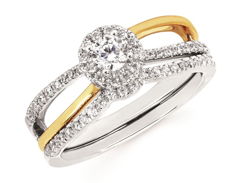 .20ct Ctr .38cttw 14kt Wg/yg Split Shank Diamond Engagement Ring G-i Vs2-i1