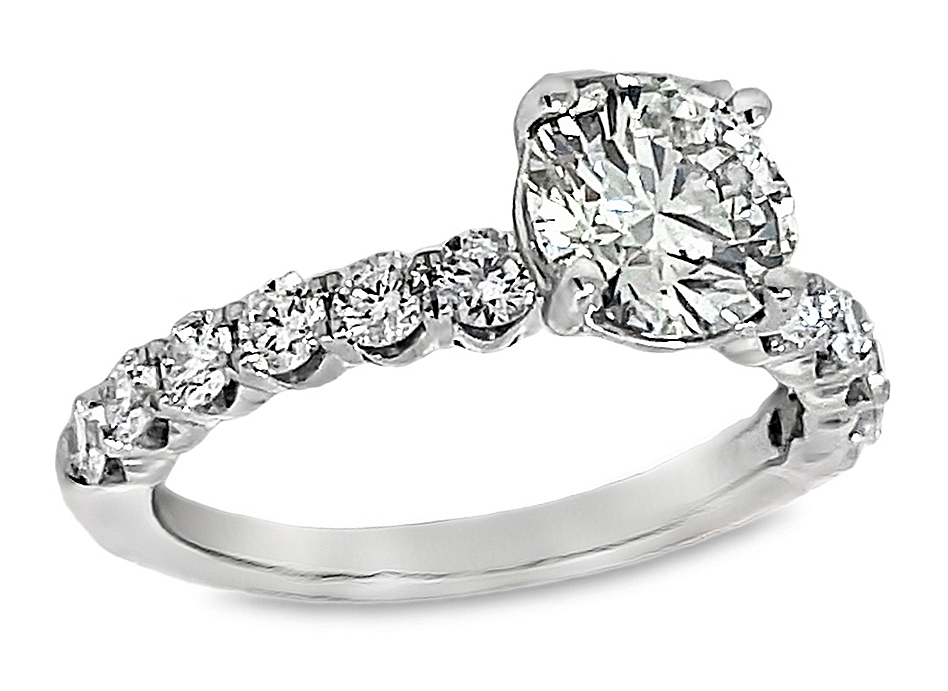 Fire & Ice 1.21ctr 1.99ctw 18k Wg Dia Eng Ring Ags# 104115920007 G-j Vs1-si2 itemprop=