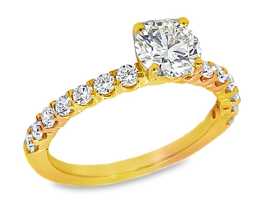 Fire & Ice .76ctr 1.25cttw 18kt Yg Dia Eng Ring Ags# 104111802010 H-k Vs1-vs2