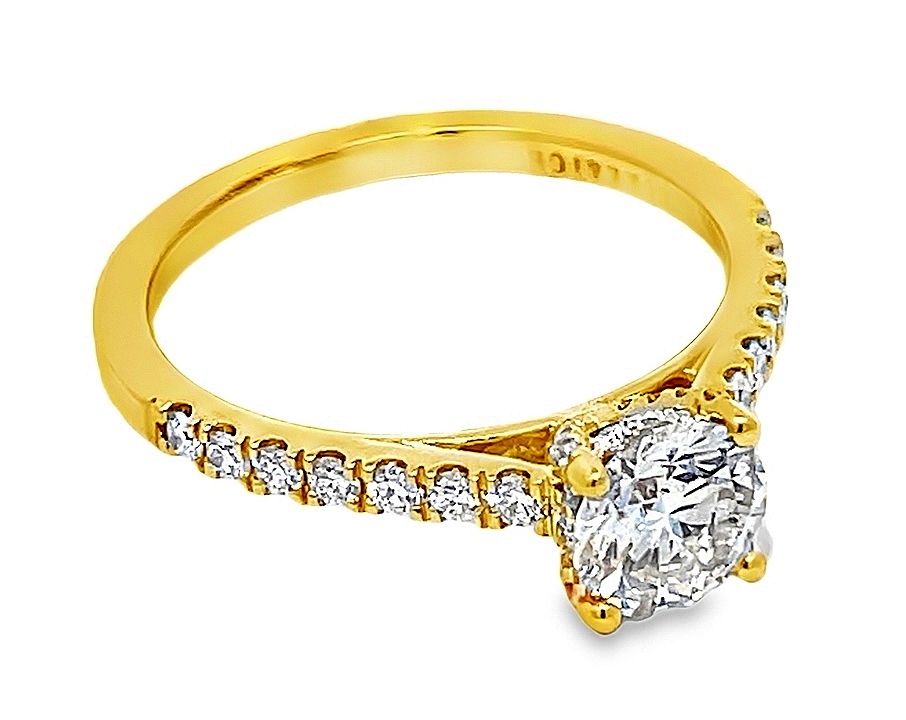 Fire & Ice Ags .77ctr 1.13cttw 18kt Yg Dia Eng Ring W./hidden Halo H-k Vs1-si2 Ags# 104112118015 itemprop=