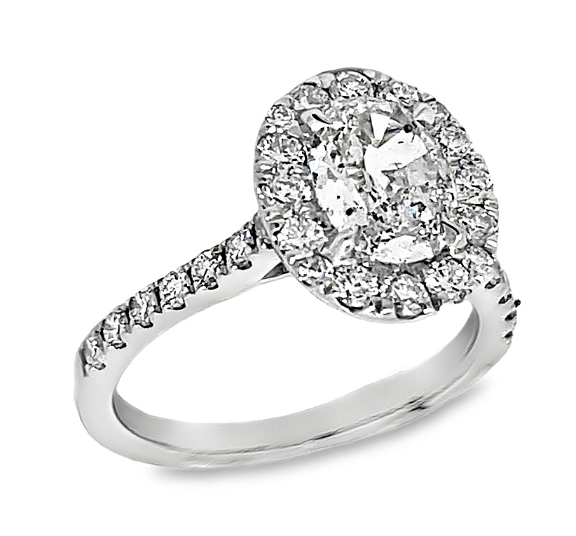 1.00ctr Gia 1.65cttw 14kt Wg Oval Halo Engagement Ring With Halfway Diamond Shank F-h Vs2-i1 Gia # 1393816051 itemprop=