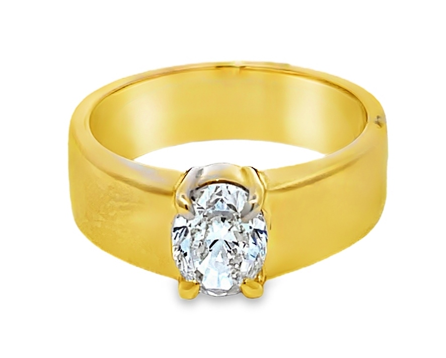 1.00ct Gia 14k Yg Wide Oval Diamond Solitaire Ring Gia 2466081835