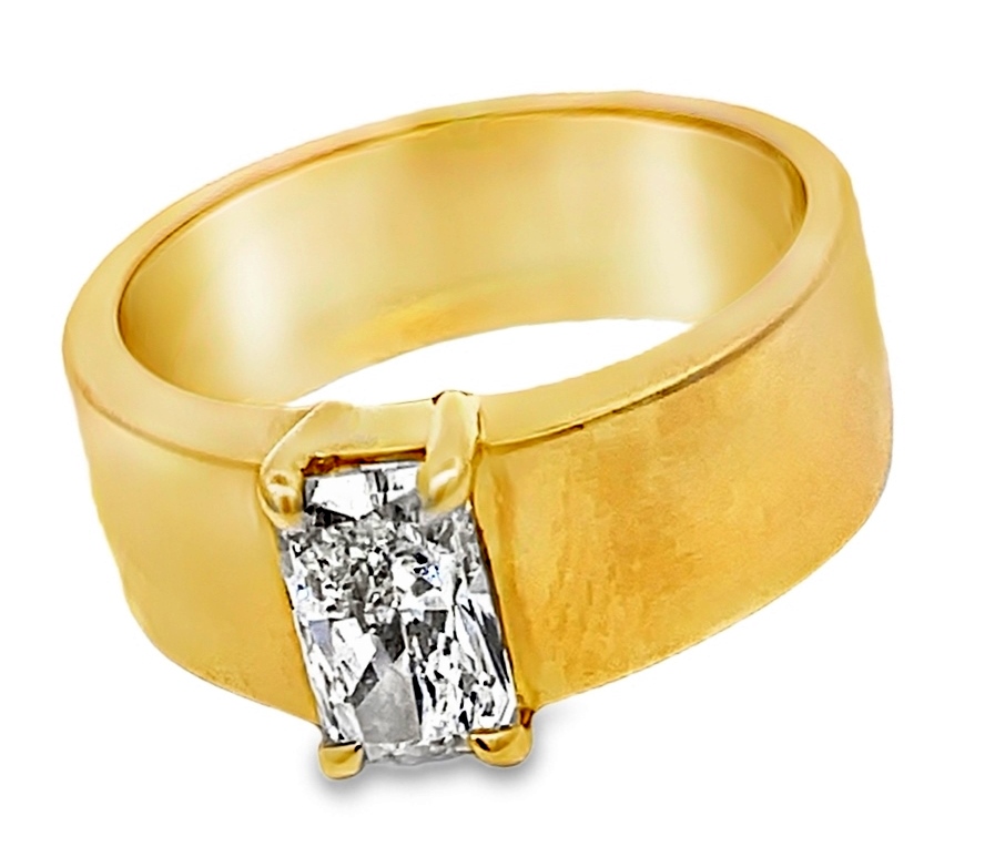 1.00ct Gia 14k Yg Wide Radiant Cut Diamond Solitaire Ring Gia 7498040783 K Si1 itemprop=