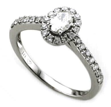 .28ctr .58cttw 14kt Wg Oval Halo Diamond Engagement Ring F-h Vs2-i1