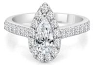 .39ctr .72tw 14k Wg Pear Shape Halo Diamond Engagement Ring G-i Si1-i1